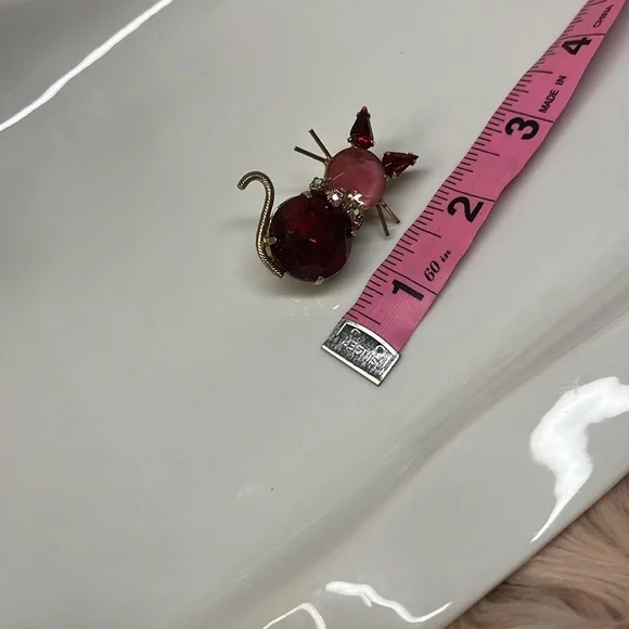 PINK & RED KITTY BROOCH VTG - Picture 8 of 8